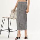 Women's Black And White High-Rise Printed Wide-Leg Trousers, काला, small image number null
