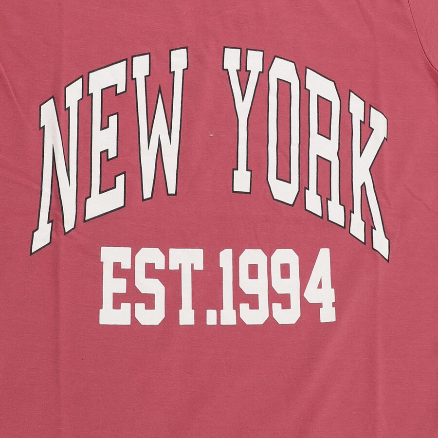 Boys Dusty Rose Crew Neck Casual T-Shirt, Pink, large image number null