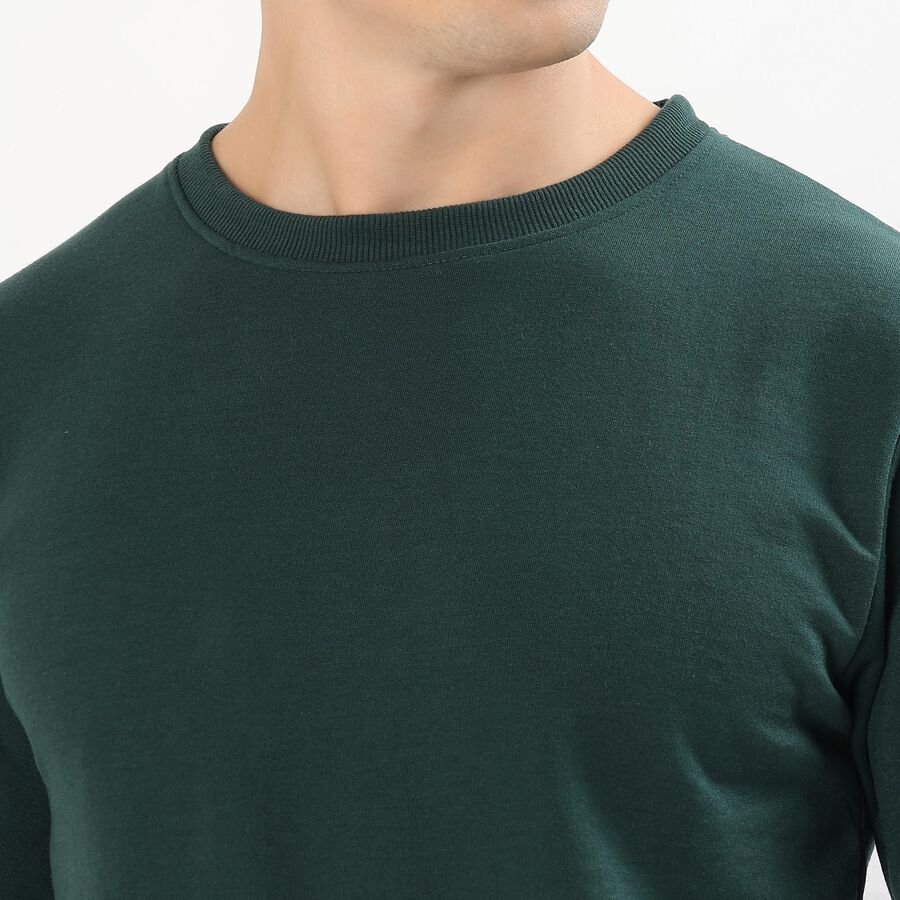 Men's Dark Green Crew Neck Casual Sweatshirt, Dark Green, large image number null