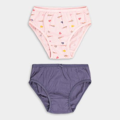 Girls' Light Pink and Soft Lavender Regular Fit Printed and Solid Panty