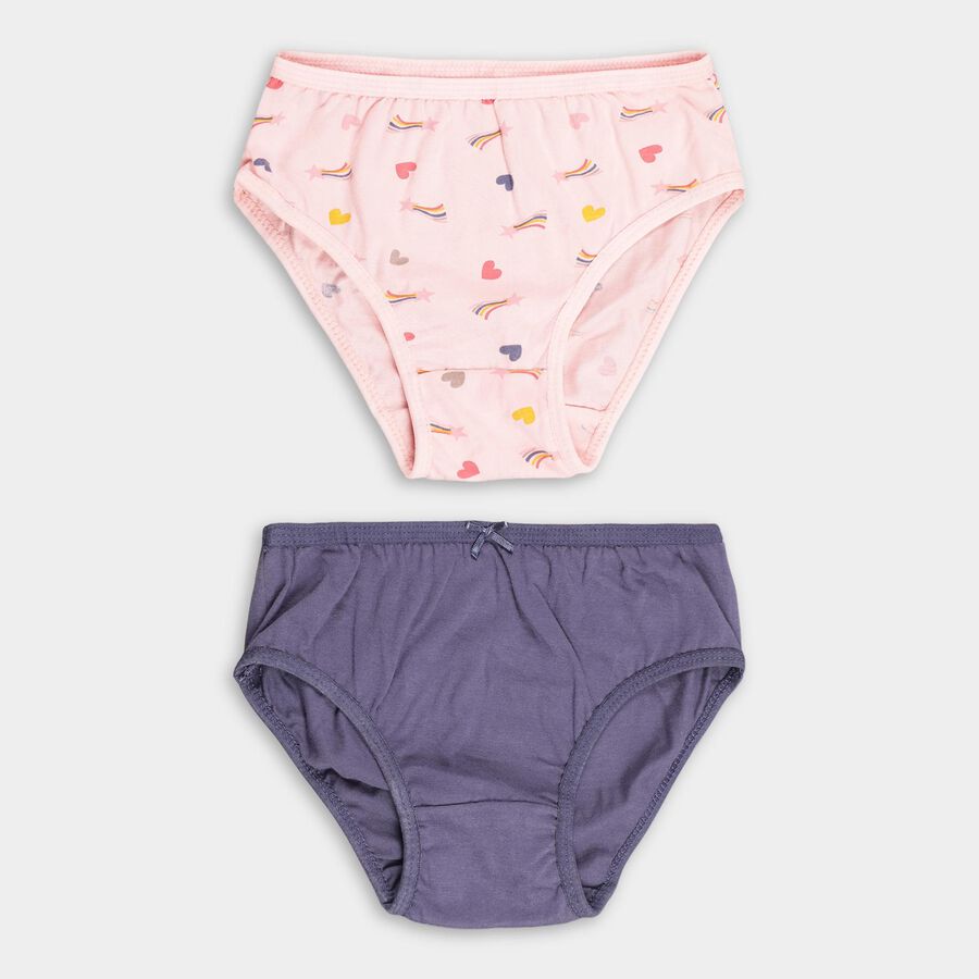 Girls' Light Pink and Soft Lavender Regular Fit Printed and Solid Panty, गहरा ग्रे, large