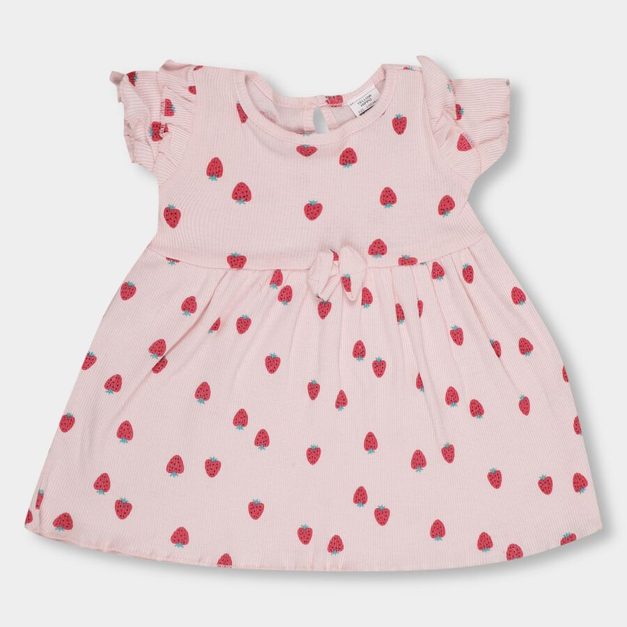 Infant Girls' 100% Cotton Frock , हल्का गुलाबी, large image number null