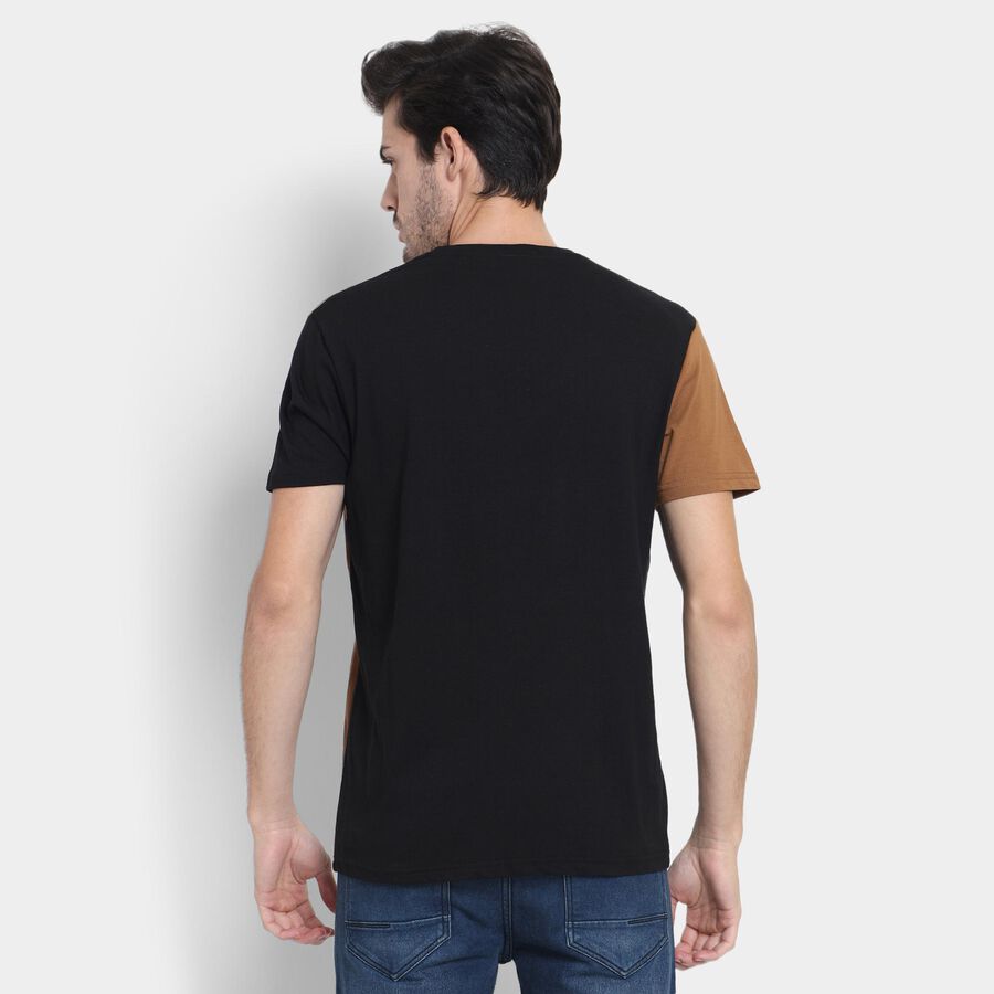 Men's 100% Cotton Round Neck Half Sleeves T-Shirt , Brown, large image number null