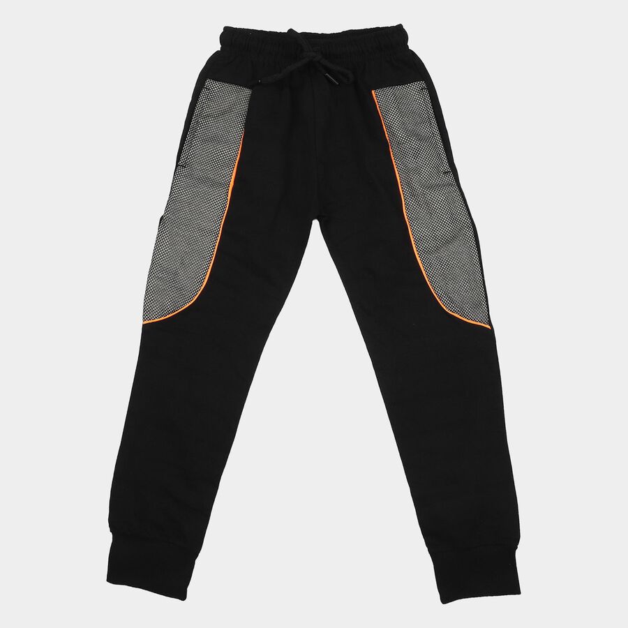 Boys Black Jogger Fit Contrast Panel Pyjama, Black, large