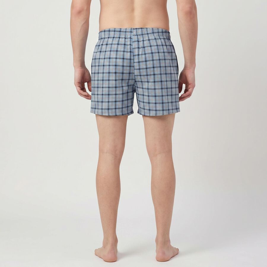 Men's Blue Relaxed Fit Checked Boxers, Light Blue, large