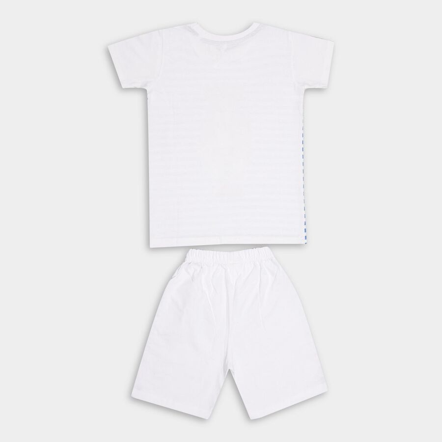 Boys' Light Blue Cotton Round Neck Graphic Baba Suit, हल्का नीला, large