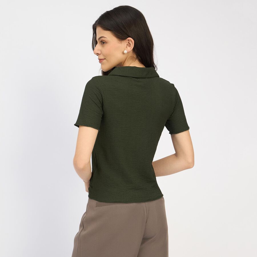Ladies' Polo T-Shirt, गहरा हरा, large