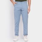 Men's 100% Cotton Slim Fit Casual Trousers , हल्का नीला, small image number null