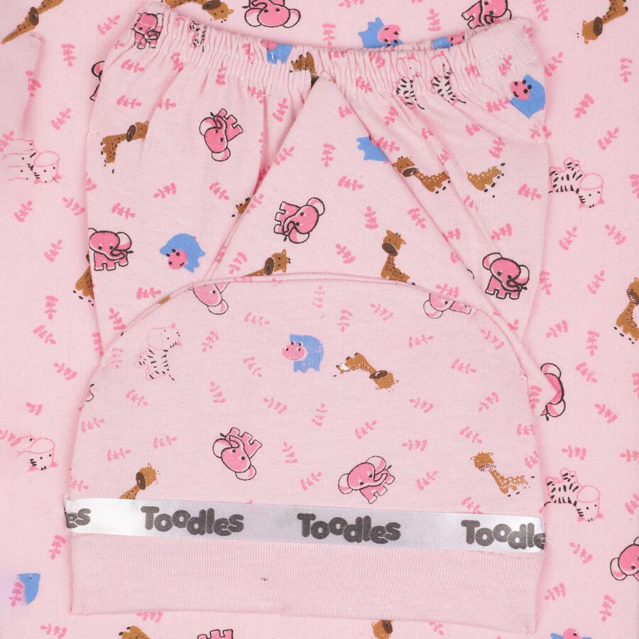 Infants Printed Cotton Baby Gift Set, Pink, large image number null