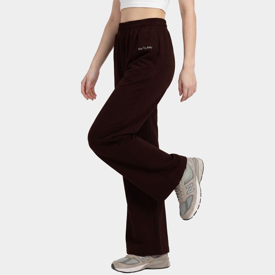 Women's Brown Regular Fit Cuffed Track Pants, भूरा, large
