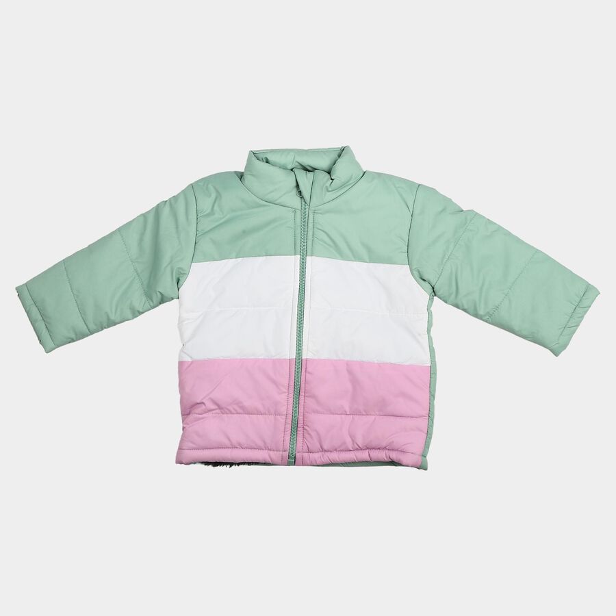 Infants Mint Green Stand Collar Puffer Jacket, Light Green, large