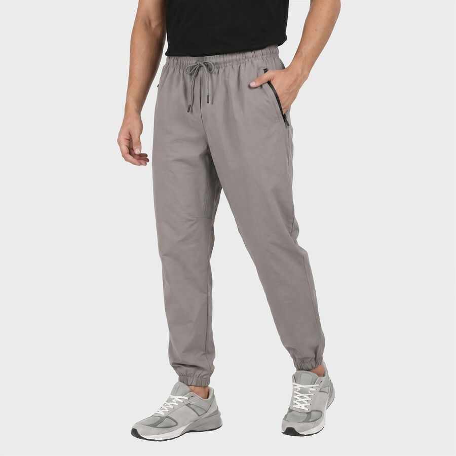 Men's Grey Athletic Fit Track Pants, हल्का ग्रे, large