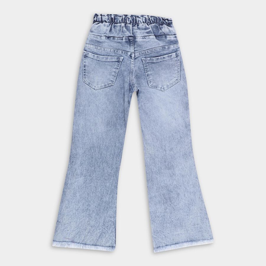 Girls' Light Stonewashed Blue Flared Fit Tie-Up Jeans, Light Blue, large image number null