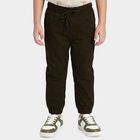 Boys Olive Green Regular Fit Jogger Trousers, ओलिव, small
