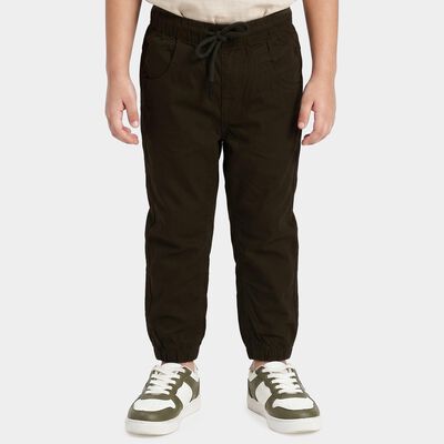 Boys Olive Green Regular Fit Jogger Trousers