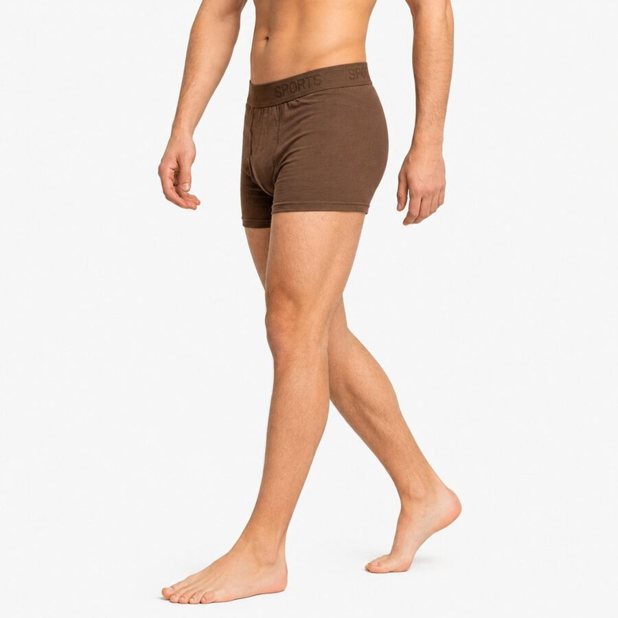 Men Brown Regular Fit Solid Trunks, Brown, large
