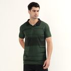 Men's Dark Olive Green Polo Neck Athleisure Polo T-Shirt, ओलिव, small