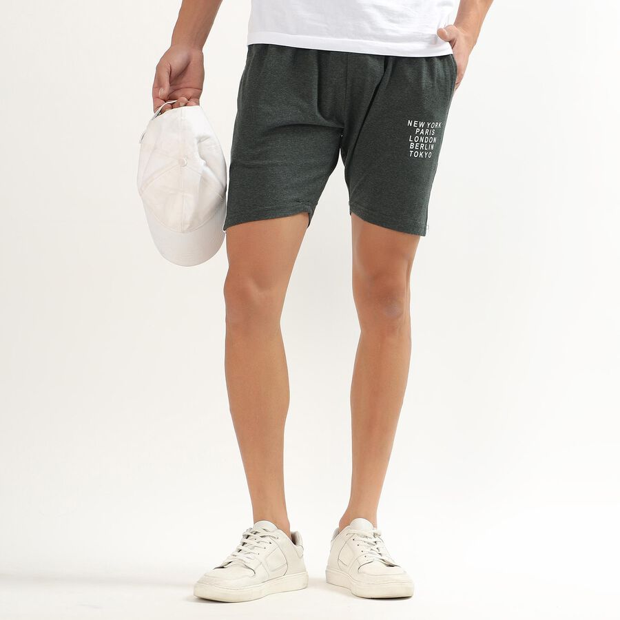 Men's Light Blue Regular Fit Placement Printed Bermuda Shorts, Olive, large image number null