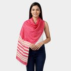 Women's Bright Pink Striped Dupatta, रानी (फ्यूशिया), small