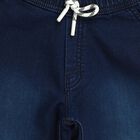 Boys' Dark Blue Straight Fit Elastic Waist Jeans, Dark Blue, small image number null