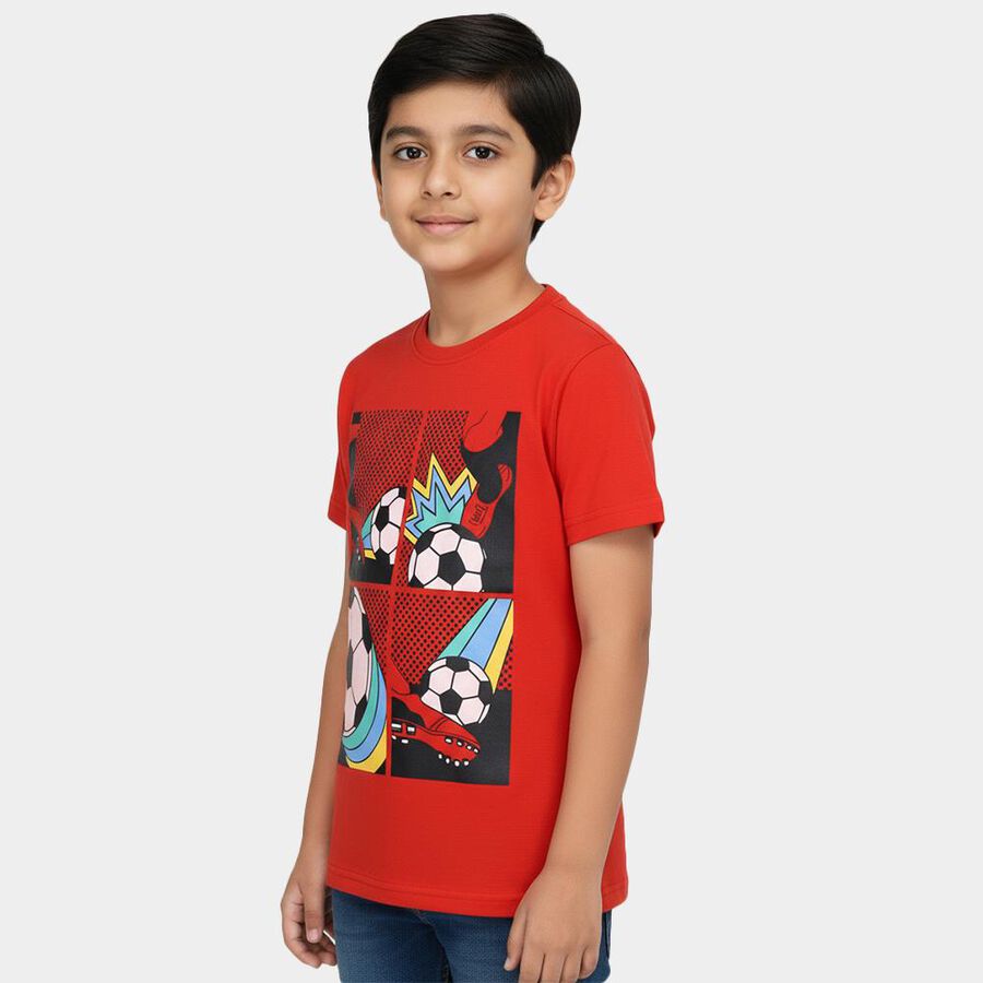 Boys' Half Sleeves T-Shirt, लाल, large
