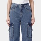 Women's Blue Wide Leg High-Rise Jeans, Mid Blue, small