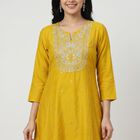 Women's Mustard Embroidered Ethnic Set, Mustard, small