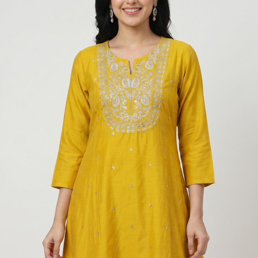 Women's Mustard Embroidered Ethnic Set, Mustard, large
