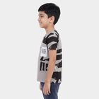Boys Charcoal Cotton Round Neck Casual Half Sleeve T-Shirt, Charcoal, small