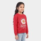 Girls' Fuchsia Crew Neck Pullover Sweatshirt, रानी (फ्यूशिया), small