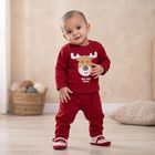 Infants' Maroon Round Neck Graphic Baba Suit, Maroon, small