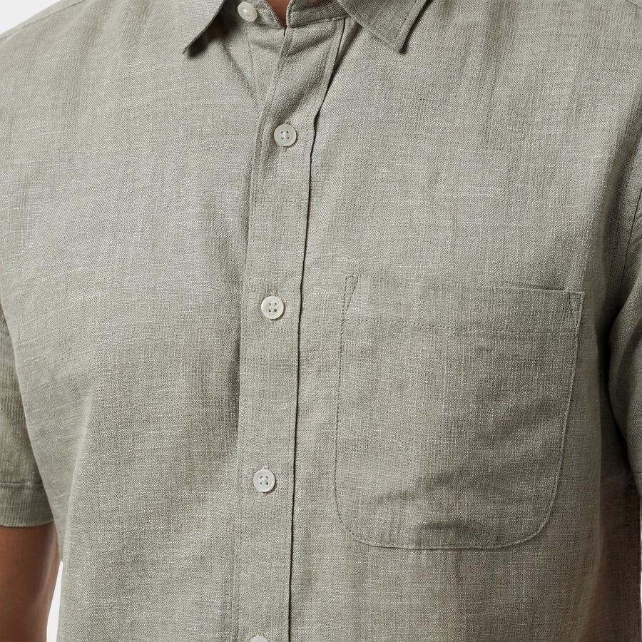 Men's Light Green Half Sleeve Spread Collar Casual Shirt, हल्का हरा, large