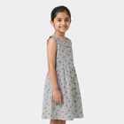 Girls Black Floral Printed Fit and Flare Frock, Black, small