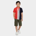 Boys Red Cotton Round Neck Casual T-Shirt, Red, small