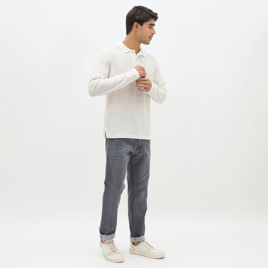 Men's Rich Eggshell White Polo Neck Classic T-Shirt, White, large image number null
