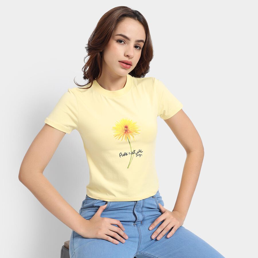 Ladies'  Crop  Top, Yellow, large
