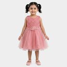 Girls' Pink Fit and Flare Lace Bodice Party Wear Frock, Light Pink, small