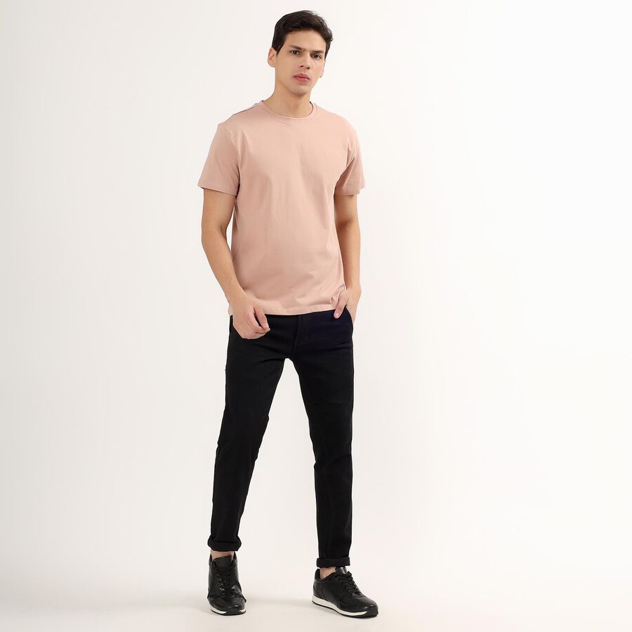 Men's 100% Cotton Round Neck Half Sleeves T-Shirt , Light Pink, large image number null
