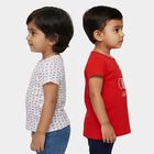 Infants Red Cotton Round Neck Casual T-Shirt, Red, small