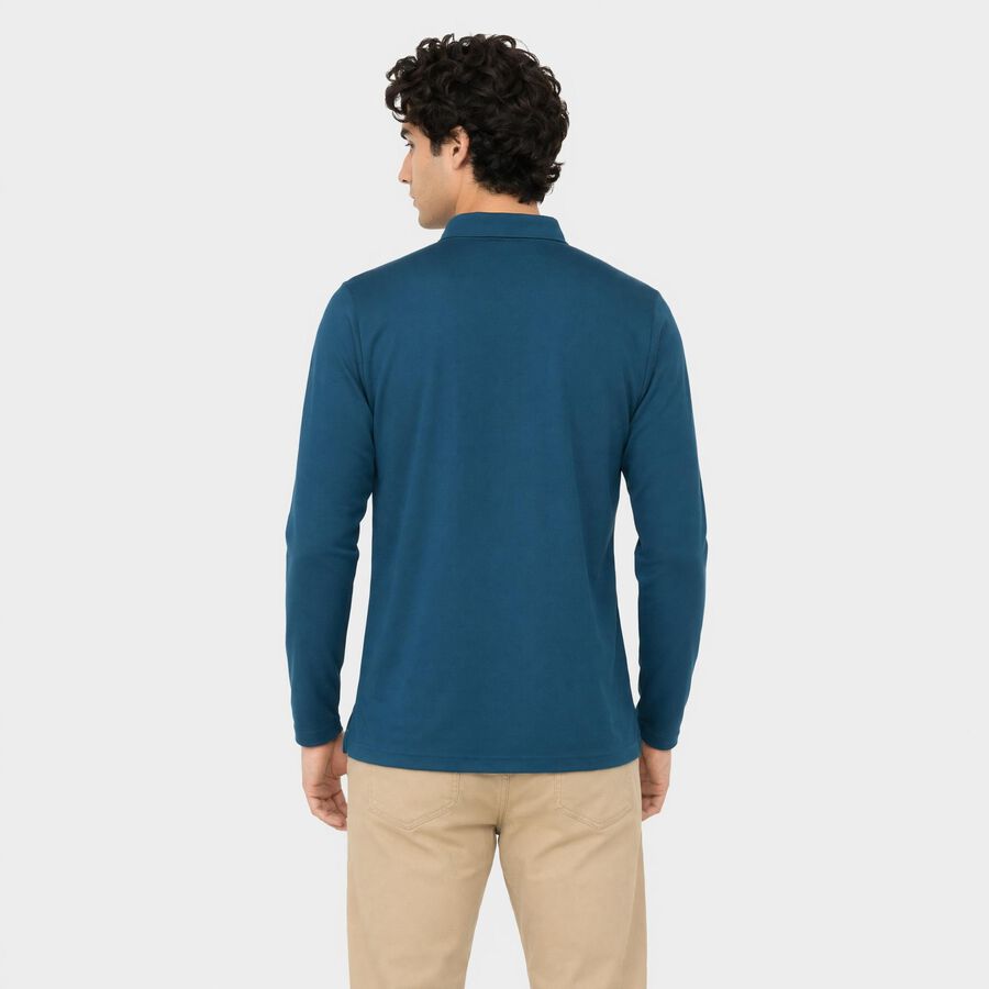 Men Teal Polo Neck Polo T-Shirt, Teal Blue, large