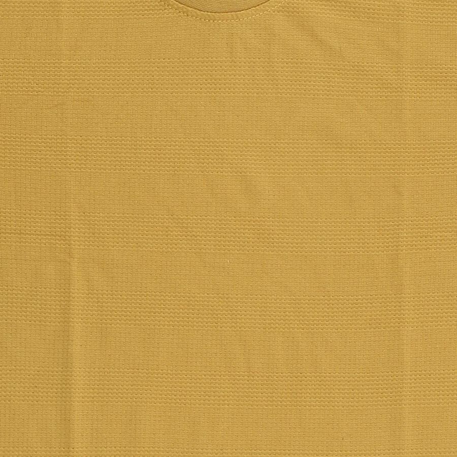 Boys Muted Mustard Yellow Crew Neck Casual T-Shirt, Beige, large image number null
