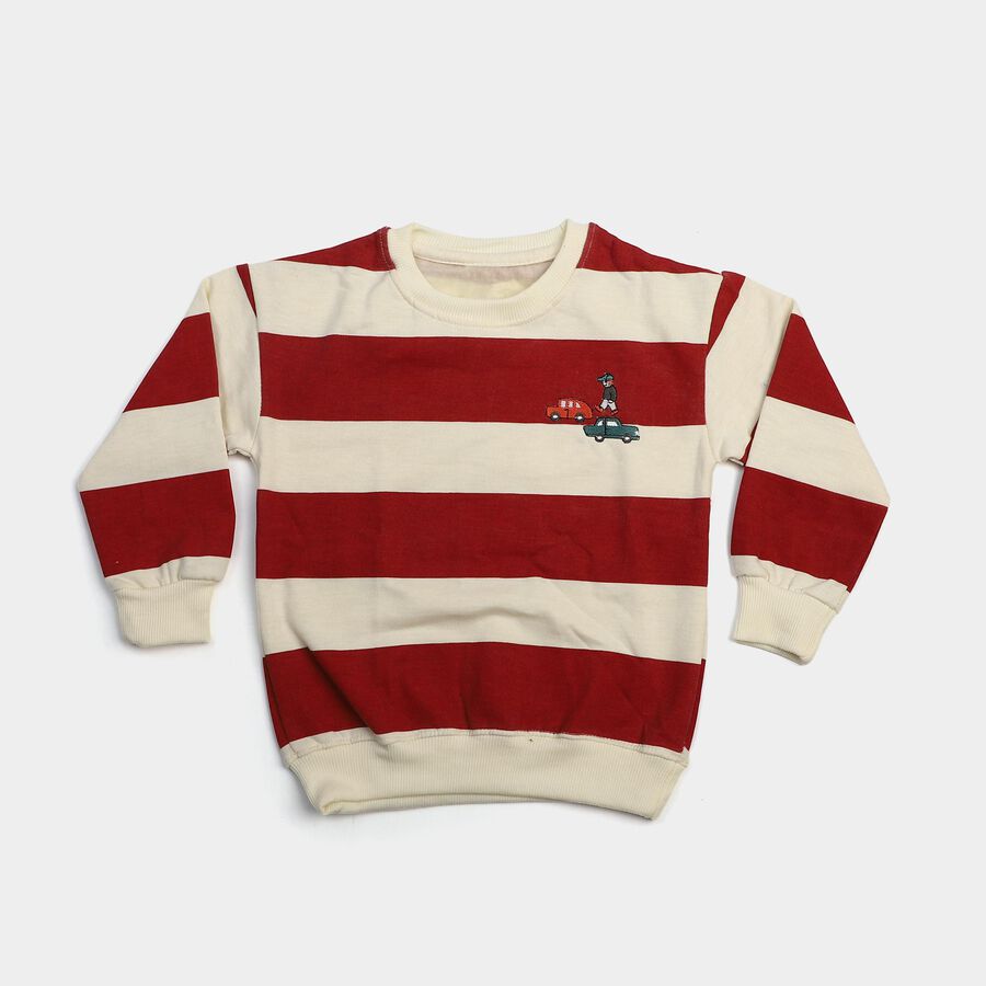Boys' Red Crew Neck Pullover Sweatshirt, लाल, large