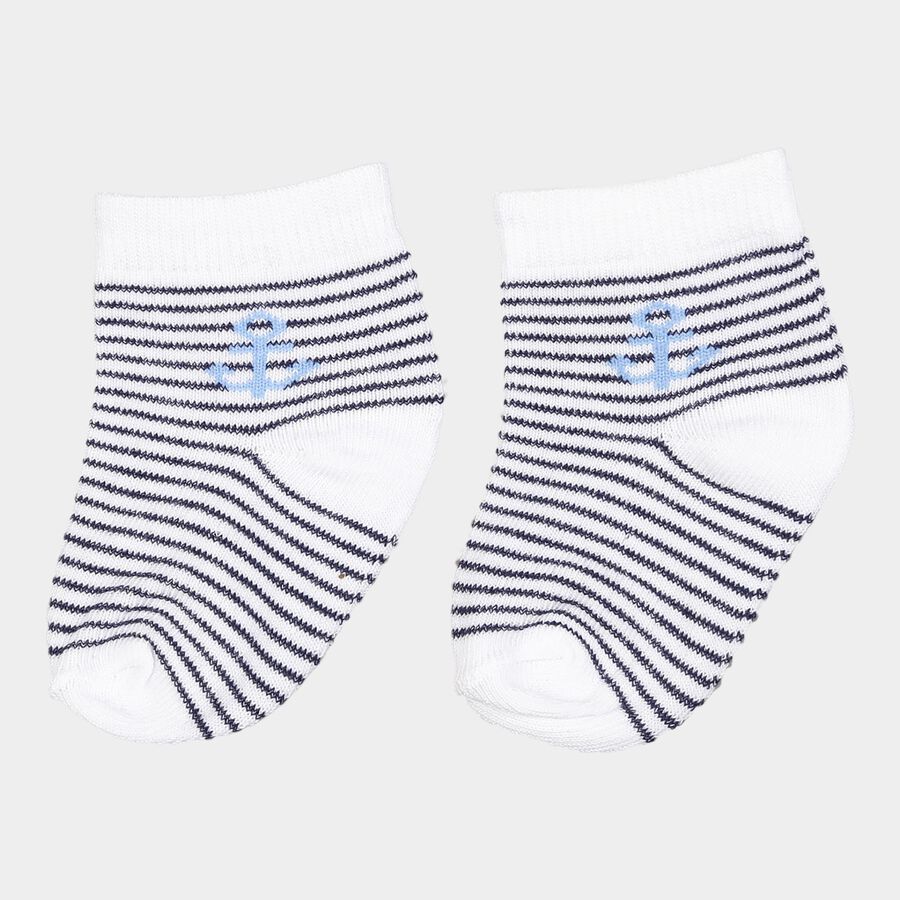 Infants Cotton Stripes Socks, White, large image number null