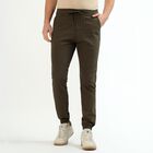 Men's Olive Green Slim Fit Jogger Trousers, Olive, small image number null
