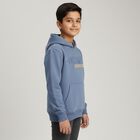 Boys Muted Steel Blue Hooded Neck Casual Sweatshirt, Mid Blue, small image number null