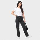 Women's Dark Grey Straight Fit Washed Jeans, Dark Grey, small
