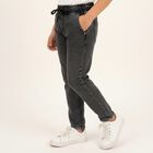 Boys' Washed Black Regular Fit Elastic Waist Jeans, गहरा ग्रे, small image number null