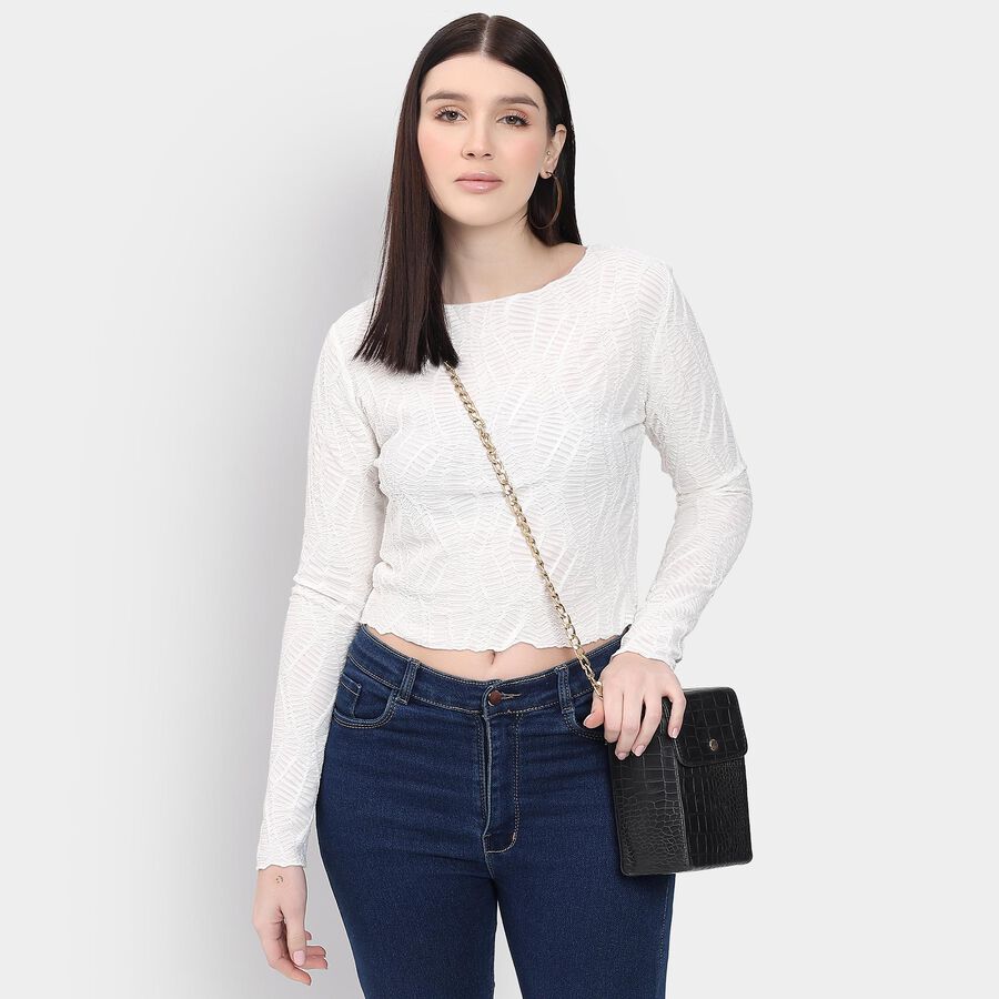 Ladies'  Crop  Top, White, large image number null