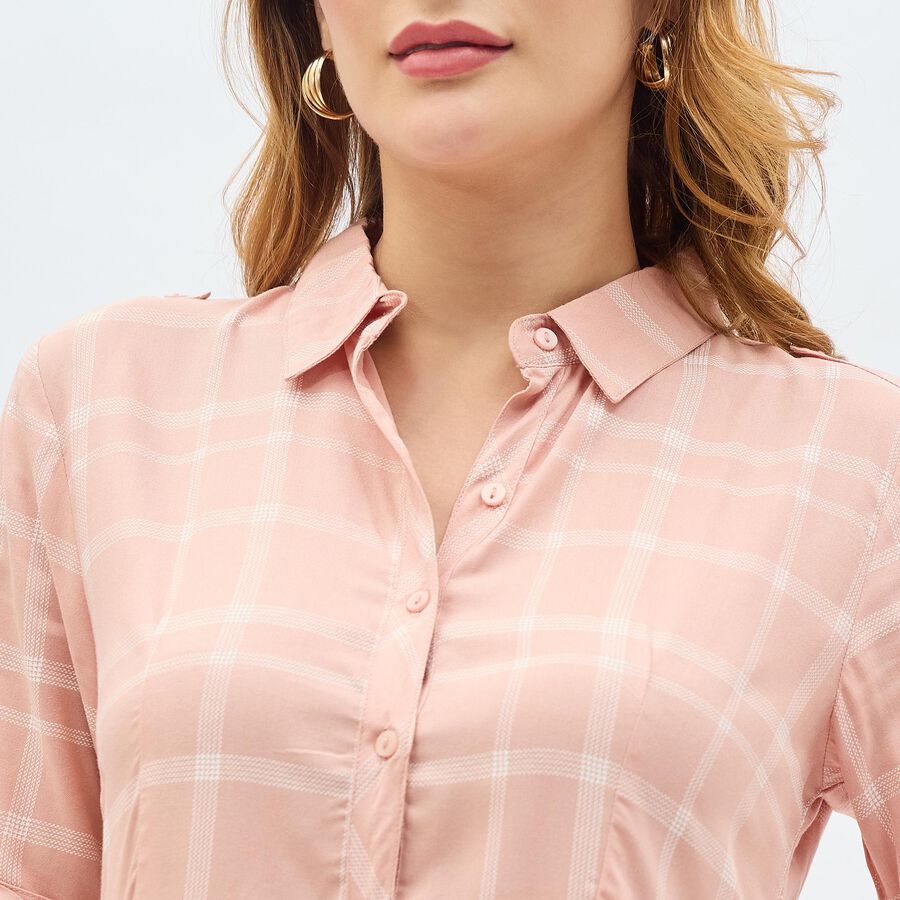Women's Soft Pink Collared Casual Dress, गुलाबी, large image number null