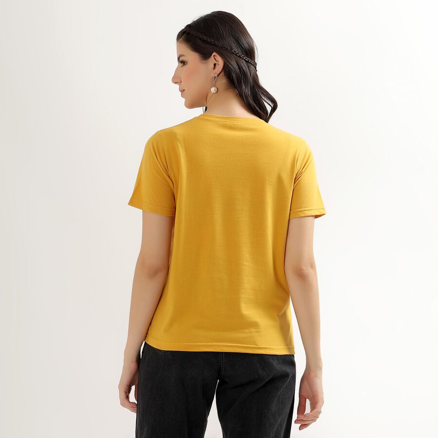 Women's Mustard Yellow Round Neck T-Shirt, Mustard, large image number null